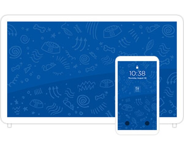 Desktop & mobile example of  "Blue Squiggles" pet wallpaper for phones