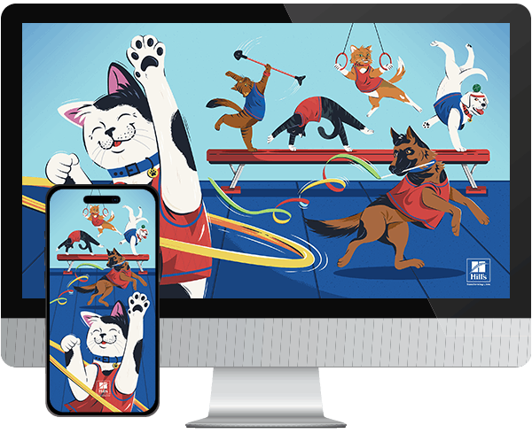 Desktop & mobile example of  "Head-Over-Paws" pet wallpaper for phones