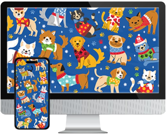 Desktop & mobile example of  "Sweater Weather" pet wallpaper for phones